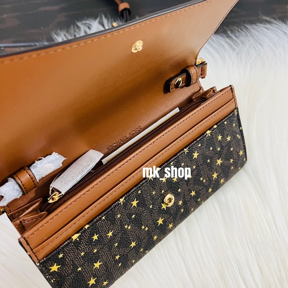 Michael Kors Jet Set Charm Star Print Large Wallet On A Chain Crossbody Bag - Picture 7 of 14